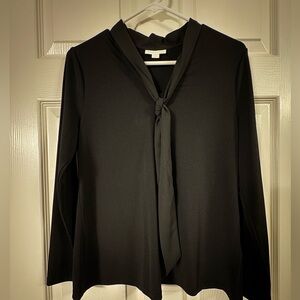 Black blouse with collar and tie